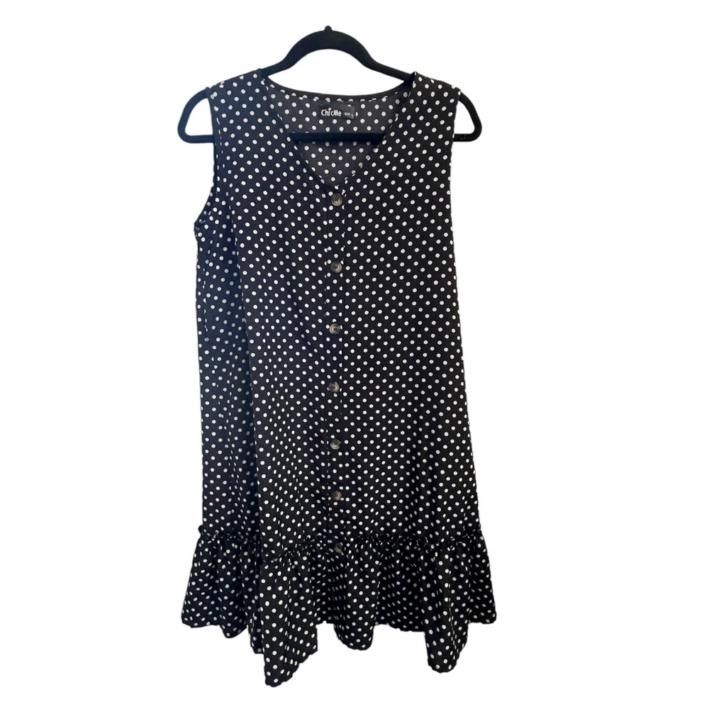 Chic Me Black & White Polka Dot Summer Dress - L